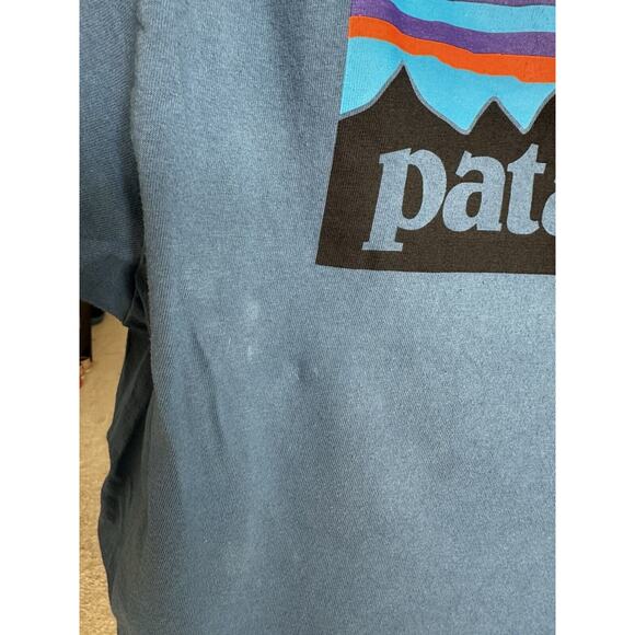 Patagonia Men's Organic Cotton Logo T-Shirt XL Blue - Picture 5 of 7